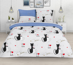 Постельное белье Mercury Home Котики 1.5 СП Бязь 4 наволочки