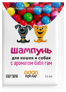Шампунь для собак, для кошек GoodDog универсальный, лауретсульфат натрия, Бабл Гам, 15 мл