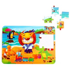 Пазл Puzzle Time Веселые зверята, 34 детали + раскраска, в рамке 4659719