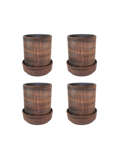 69_002.4.П01 Горшок для цветов Гладкая серия с поддончиком 4шт 0,7л Солнечногорская керамика