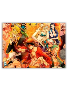 Магнит на холодильник DRABS малый - A5, one piece, парень в шляпе и с сигаретой, девушки