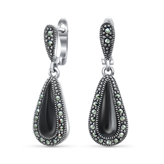 Серьги подвески из серебра с ониксом Silver Wings 220232-39