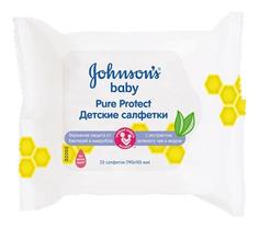 Влажные салфетки Johnsons baby pure protect антибактериальные, 25 шт.