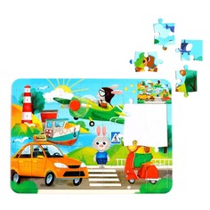 Пазл Puzzle Time Транспорт, 34 детали + раскраска, в рамке 4659725