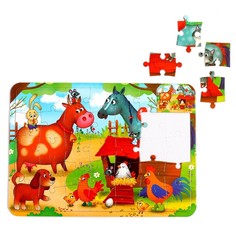 Пазл Puzzle Time На ферме, 34 детали + раскраска, в рамке 4659721