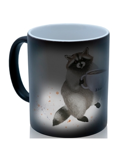 Кружка DRABS Енот с чашкой кофе и печенькой, недорогой подарок