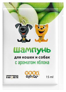 Шампунь для собак, для кошек GoodDog универсальный, лауретсульфат натрия, Яблоко, 15 мл
