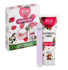 Подарочный набор для маникюра VILSEN RASPBERRY PUNCH баттер-крем для рук+пилочка 10шт