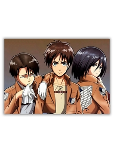 Магнит на холодильник DRABS малый - A5, атака титанов, 3 героя с мечами