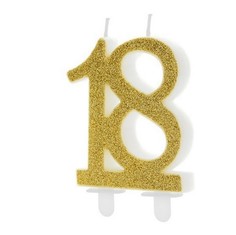 Свеча праздничная PartyDeco 18 золотая 10 см