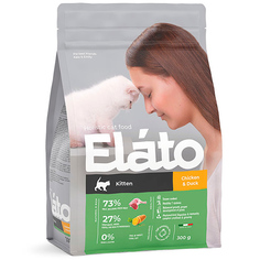 Сухой корм для кошек Elato , курица, утка, 1шт, 0.3кг
