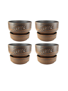 69КАШ143.4.П01 Горшок для цветов Колос 4шт 0,9л Солнечногорская керамика