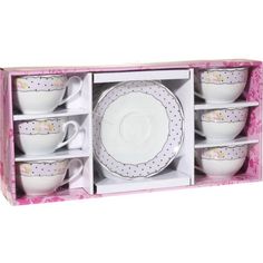 Сервиз Мозаика на 6 персон фарфор Чашка 220 мл 6 шт + Блюдце 6 шт No Brand