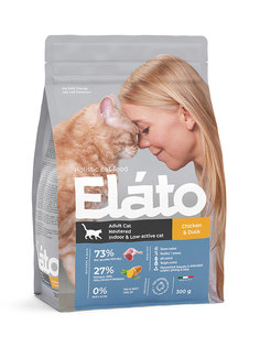 Сухой корм для кошек Elato , курица, утка, 1шт, 0.3кг