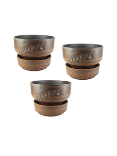 69КАШ143.3.П01 Горшок для цветов Колос 3шт 0,9л Солнечногорская керамика