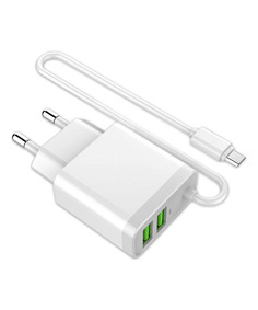 Сетевое зарядное устройство LDNIO A321, 2 USB, 3,1 A, white