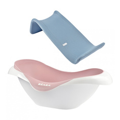 Ванночка пластиковая Beaba Cameleo Old Pink с шезлонгом Grey 920354-920369