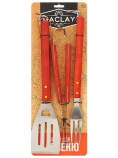 Коптильня Набор для барбекю Maclay лопатка, щипцы, вилка 45cm 134214