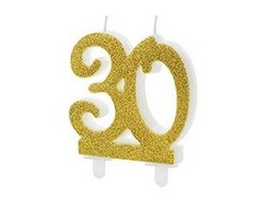 Свеча праздничная PartyDeco 30 золотая 10 см