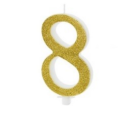 Свеча праздничная PartyDeco 8 золотая 10 см