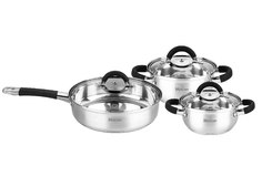 Посуда набор MC-7010 Mercury 6пр. 2кастр. +сковор. инд. нерж.ст.(х4)