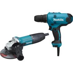 Набор сетевого инструмента Makita DK0121, дрель DF0300 + УШМ GA5030
