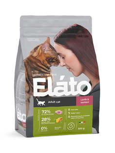 Сухой корм для кошек Elato , ягненок, оленина, 1шт, 0.3кг