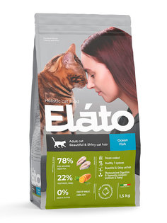 Сухой корм для кошек Elato , рыба, 1шт, 1.5кг
