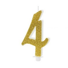 Свеча праздничная PartyDeco 4 золотая 10 см