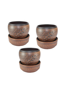 69КАШ131.3.П01 Горшок для цветов Колос 3шт 0,55л Солнечногорская керамика