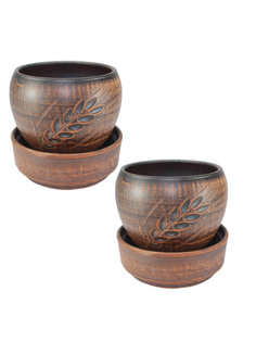 69КАШ130.2.П01 Горшок для цветов Колос 2шт 0,7л Солнечногорская керамика