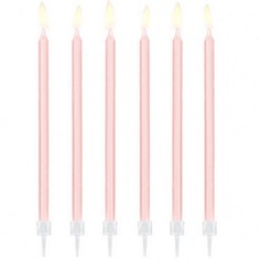 Свечи праздничные Party Deco светло-розовые 14 см х 12 шт в ассортименте