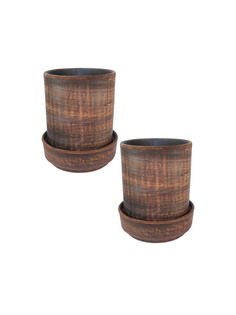 69_002.2.П01 Горшок для цветов Гладкая серия с поддончиком 2шт 0,7л Солнечногорская керамика