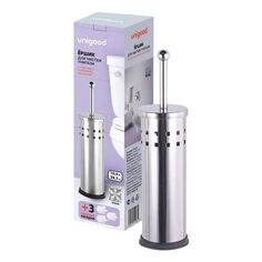 Ершик для унитаза Unigood еtbr028 + подставка + сменные насадки 3 шт серебряный