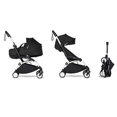 Коляска BABYZEN YOYO2 2 в 1 с жесткой люлькой, Black, белая рама