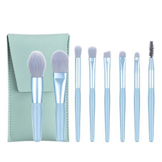 Набор кисточек для макияжа 8 шт 12 см в светло-синем чехле на кнопке brushes in a case Nano Shop