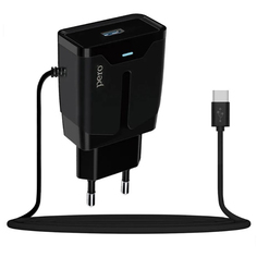 Сетевое зарядное устройство Pero TC04 1USB 2.1A + TYPE-C CABLE Black (ТС04B2ATC) ПЕРО
