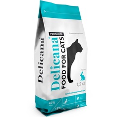 Сухой корм для кошек Delicana, кролик, 1.5кг