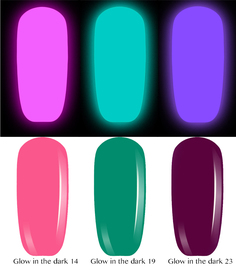 Гель-лаки Elpaza Glow In The Dark неоновые, светятся в темноте (14, 19, 23), 3 шт.