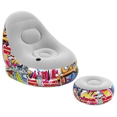 Кресло + пуф надувные Bestway Graffiti Comfort Cruiser, 75076, 5309838