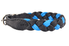 Ошейник для собак ZOOLESZCZ "Plaited", черно-голубой, обхват шеи 45 см
