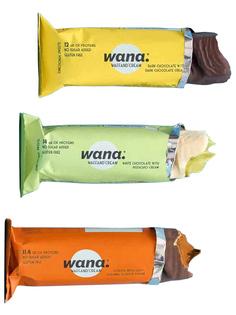 Wana, Протеиновые вафли без сахара, Ассорти 3х43г (Фисташка, Сол.карамель, Темный шоколад)