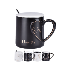 Кружка с крышкой и ложкой Home Collection Black & Gold Black & Gold 350мл 1 шт