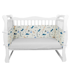 Бортик в кроватку AmaroBaby На молнии Little dino бежевый