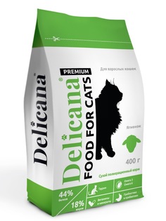 Сухой корм для кошек Delicana, ягненок, 0.4кг