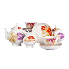 Сервиз чайный. Дулевский Фарфор. Альпийские цветы. 14 предметов.