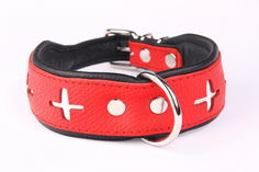 Ошейник для собак Zooleszcz Switzerland, красно-черный, 40мм х 45см