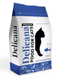 Сухой корм для кошек Delicana, лосось, 0.4кг