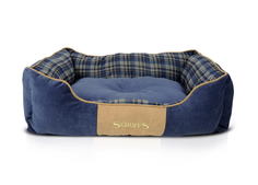Лежак для животных с бортиками SCRUFFS "Highland", синий, 50х40x13см (Великобритания)