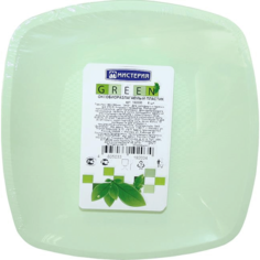 Тарелка одноразовая Green mystery плоская квадратная эко 230 мм
